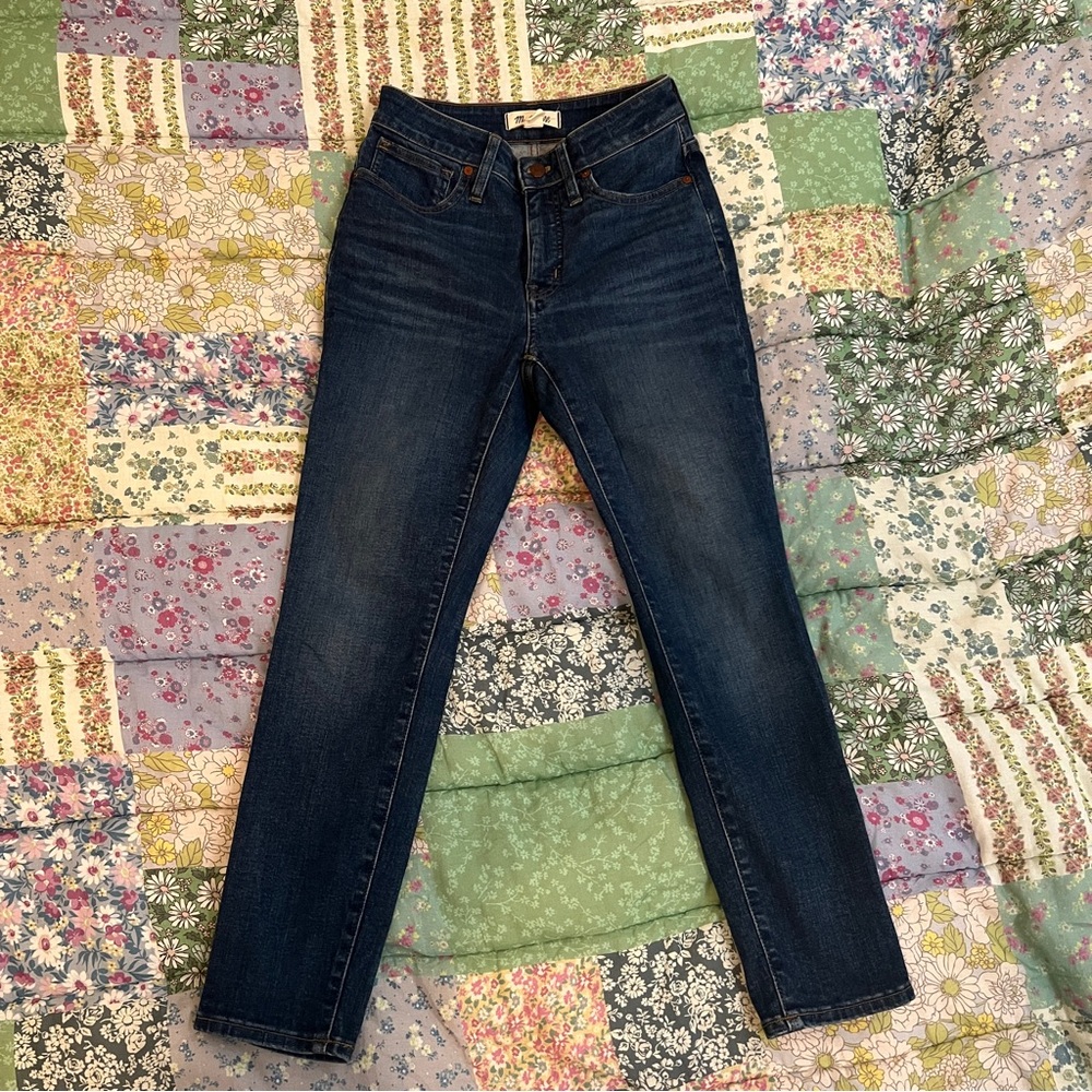 Madewell curvy high rise skinny jeans dark blue wash petite 26